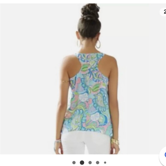 Lilly Pulitzer Silk Sarina Top in Conch Republic. Silk Size S - Picture 2 of 9